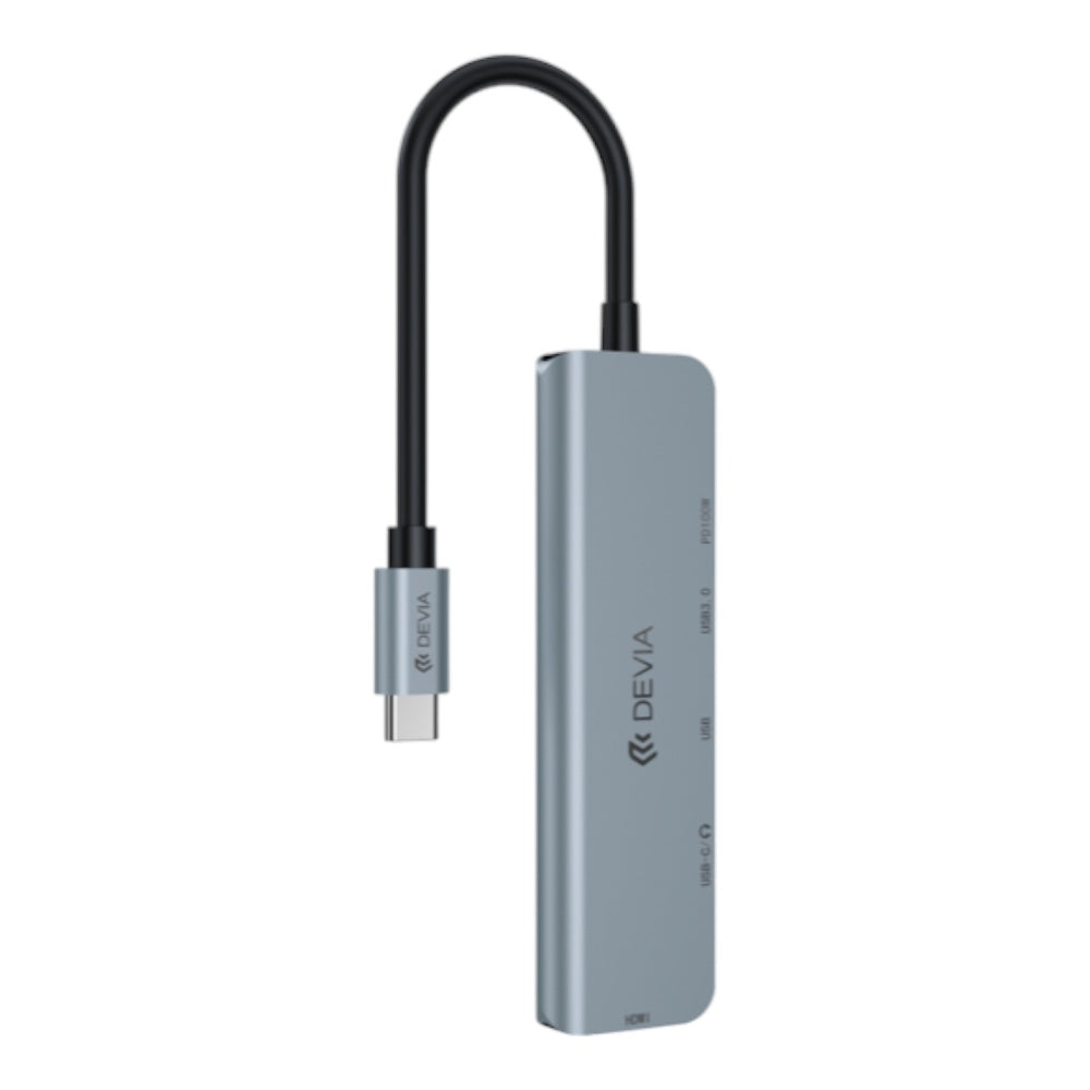 Devia EC702 Leopard Series C to USB*2+C+PD 100W+HDMI(4K)) 5 In 1 HUB color deep gray