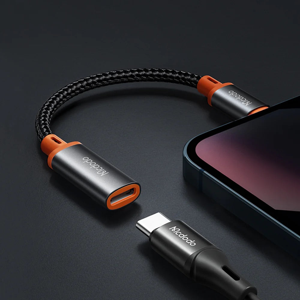 Adaptador mcdodo tipoc ca-1440 usb type c to lightning converter cable castle series color negro