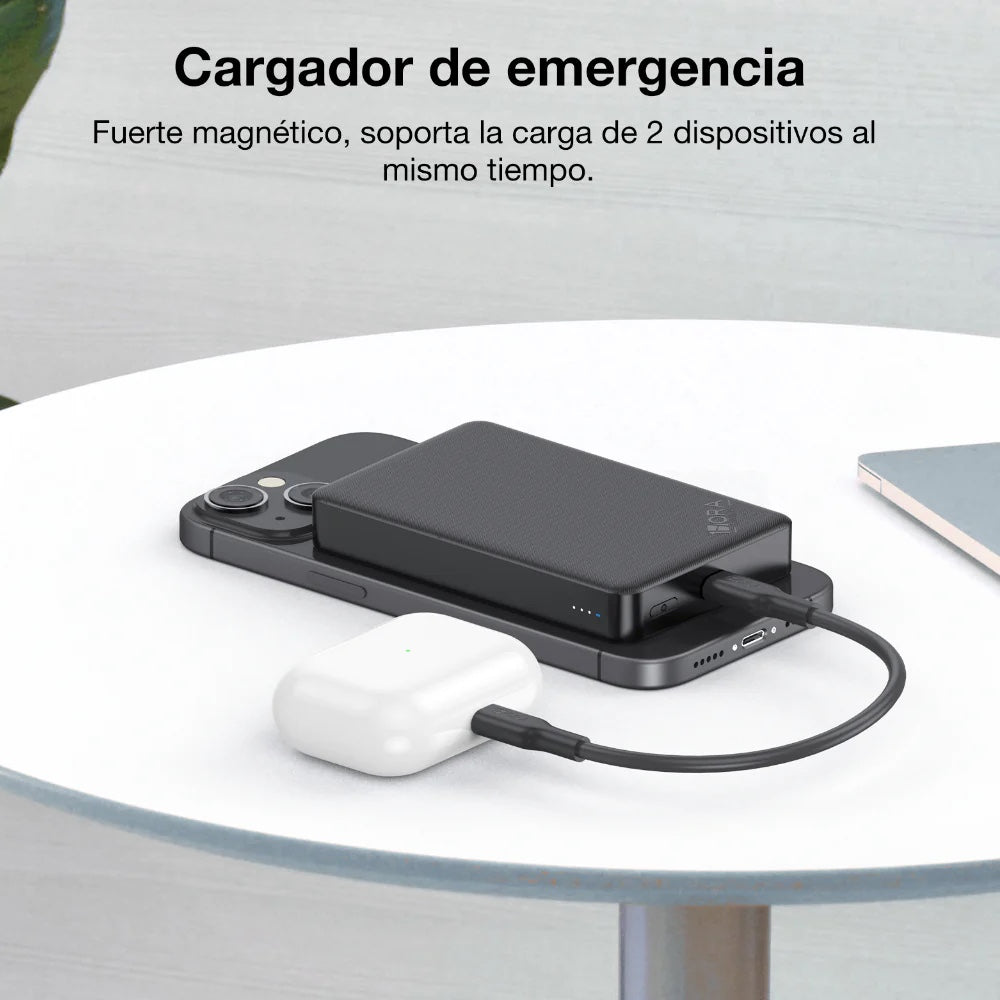 Bateria 1hora magsafe portatil magnetico inalambrico powerbank con cable usb-c 5000mah gar276 color negro