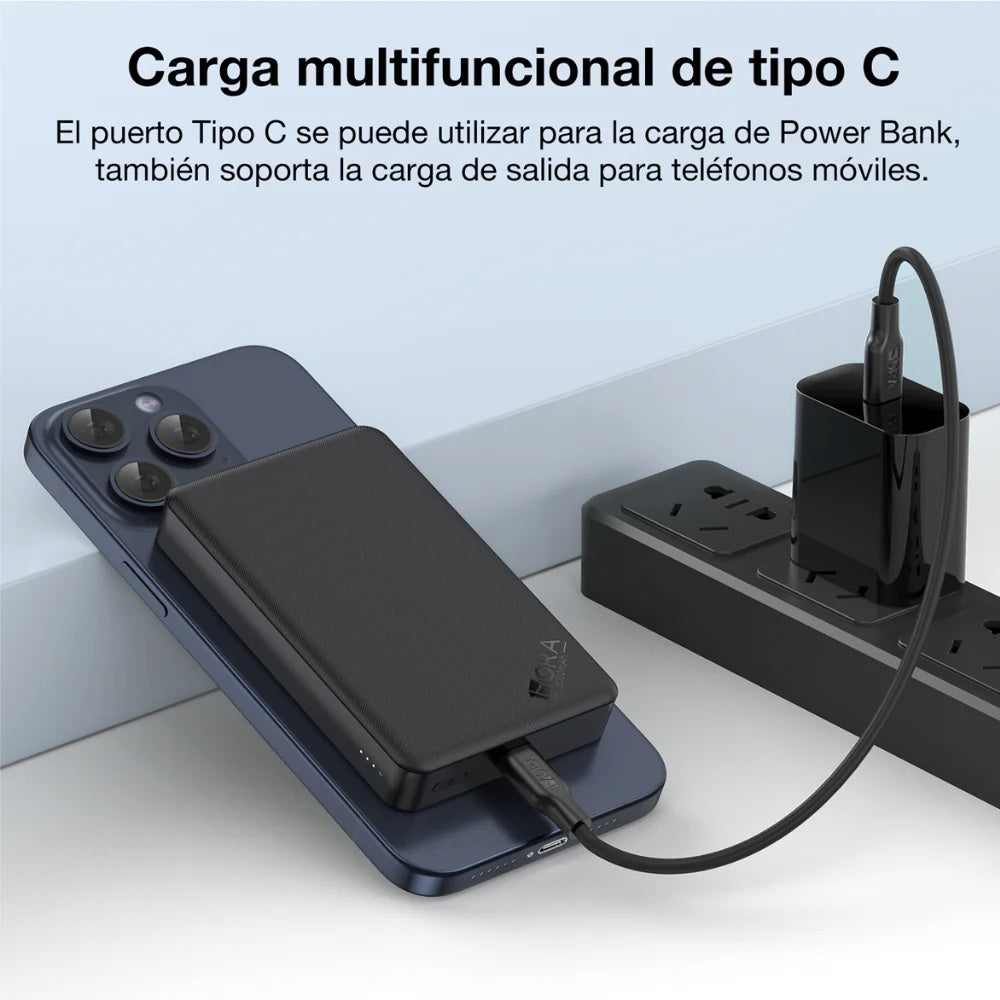 Bateria 1hora magsafe portatil magnetico inalambrico powerbank con cable usb-c 5000mah gar276 color negro