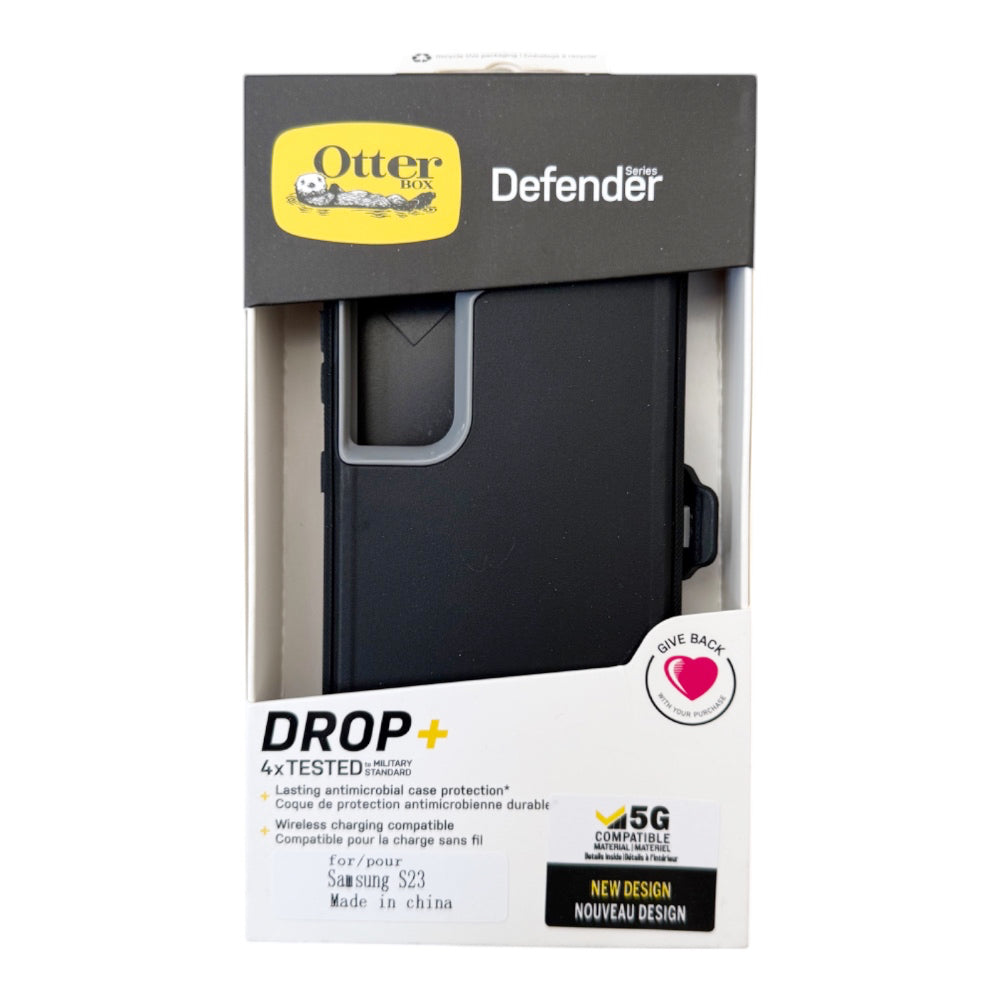 Estuche otterbox defender con clip color negro / gris modelo samsung s23