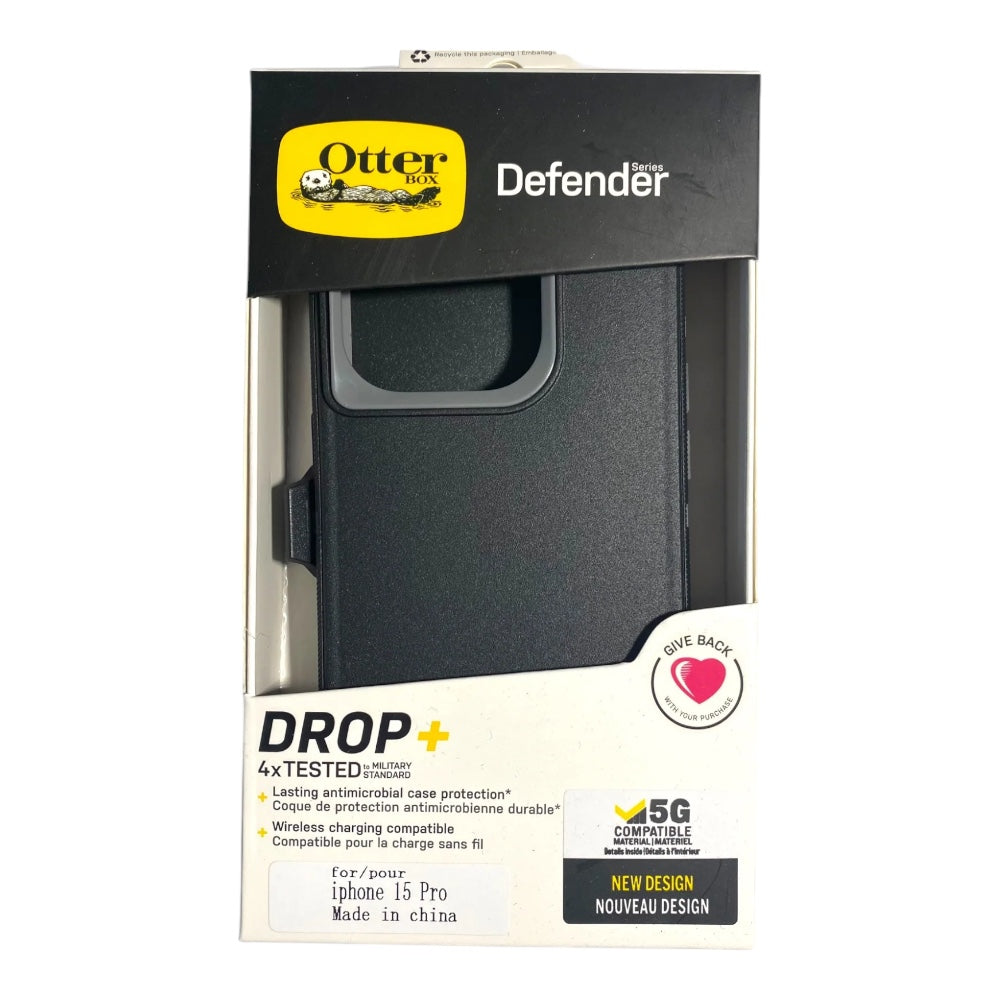 Otterbox defender iphone 15 pro case black/gray