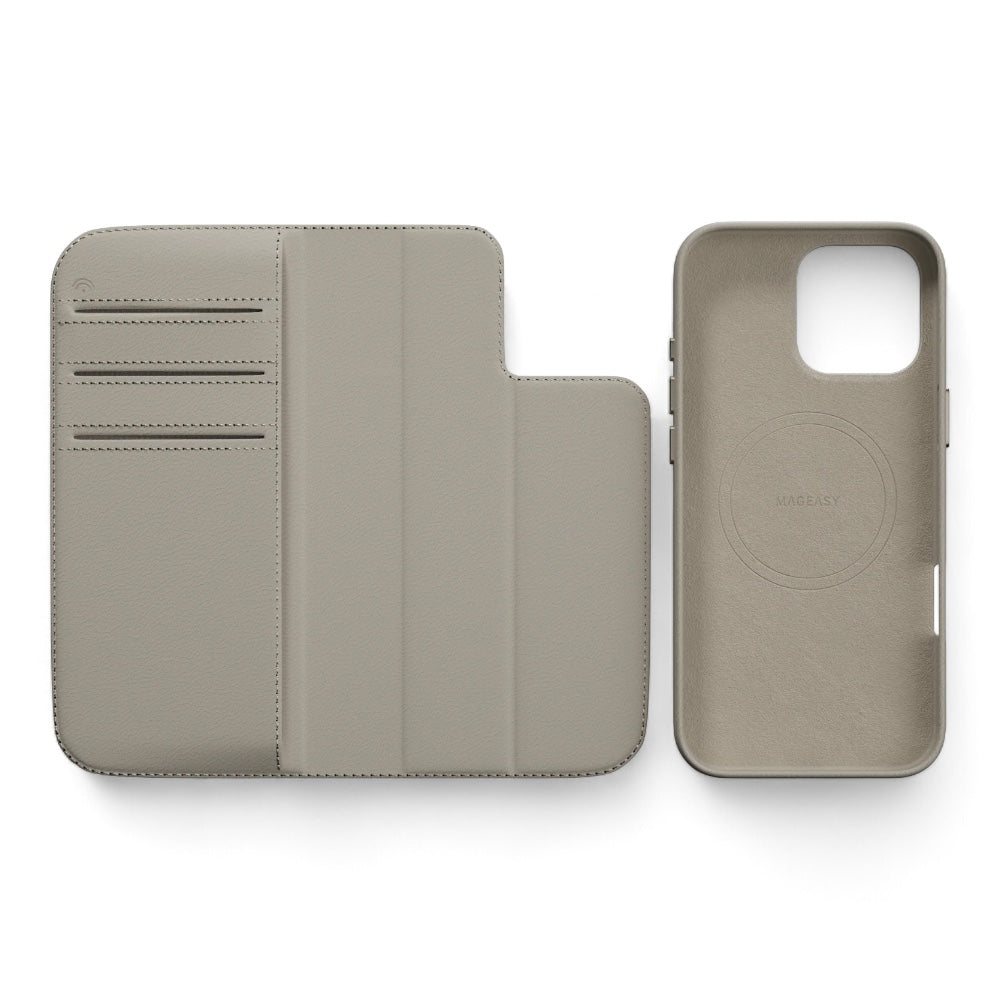 switcheasy folio iphone 16 pro card folio m leather flip phone case with stand starlight color multicolor