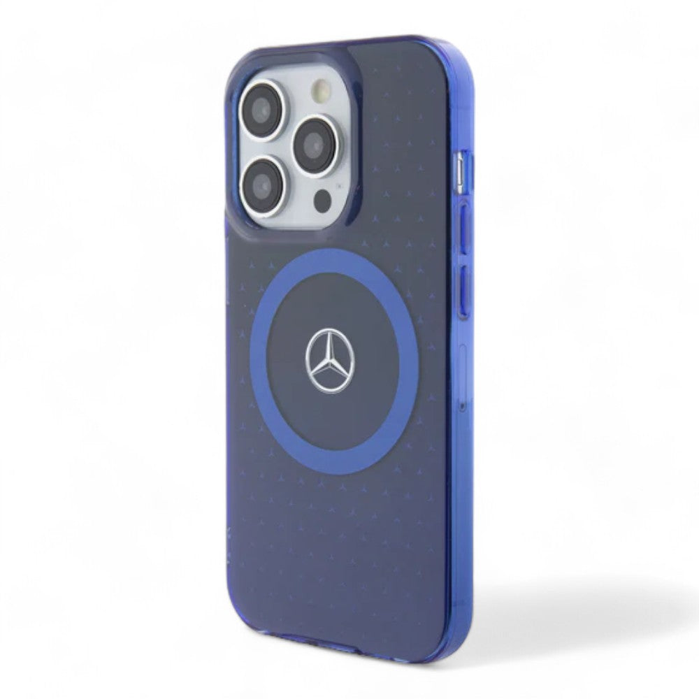 Estuche mercedes-benz magsafe iphone 15 pro pc/tpu blue double layer mafsafe compatible case star pattern color azul