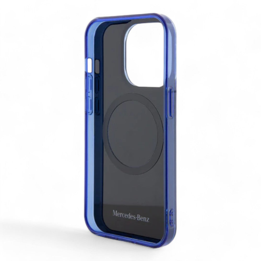 Estuche mercedes-benz magsafe iphone 15 pro pc/tpu blue double layer mafsafe compatible case star pattern color azul