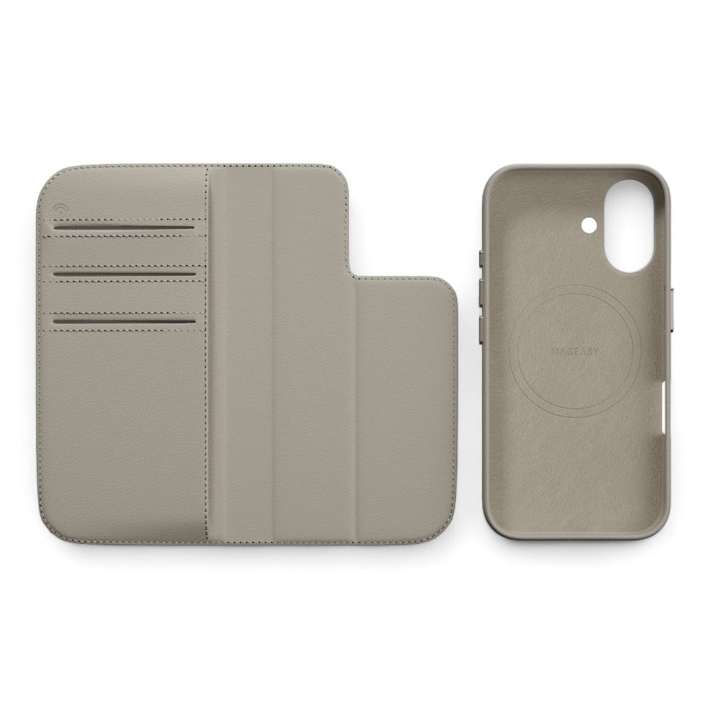 Case switcheasy wallet iphone 16 card folio m leather flip phone case with stand starlight color multicolor