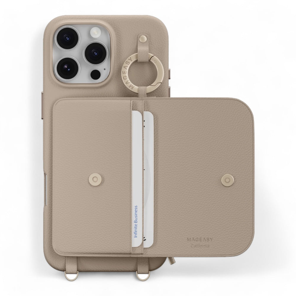Switcheasy wallet iphone 16 pro pouch m wallet phone case with stand camel brown coffee color
