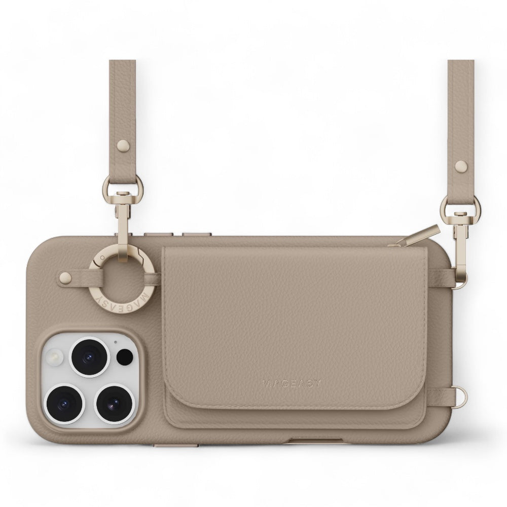 Switcheasy wallet iphone 16 pro pouch m wallet phone case with stand camel brown coffee color