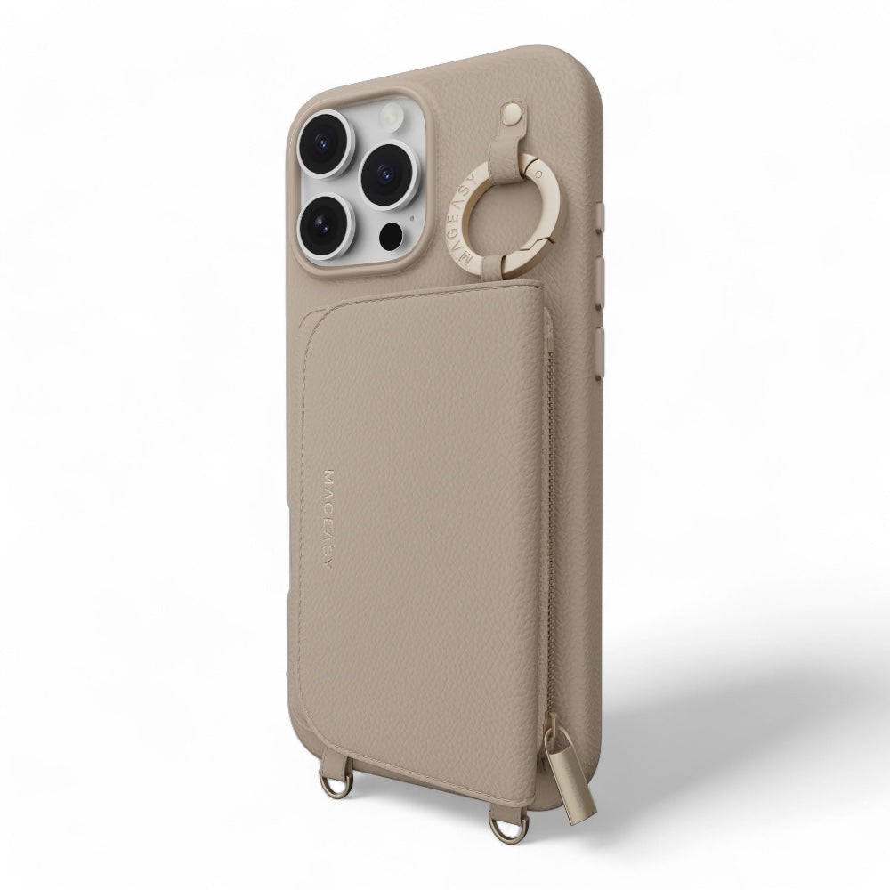 Switcheasy wallet iphone 16 pro pouch m wallet phone case with stand camel brown coffee color