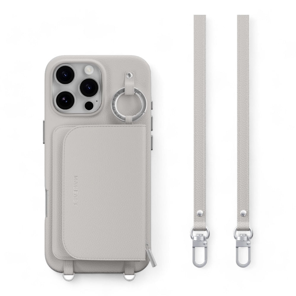 Estuche switcheasy wallet iphone 16 pro pouch m wallet phone case with stand color gris