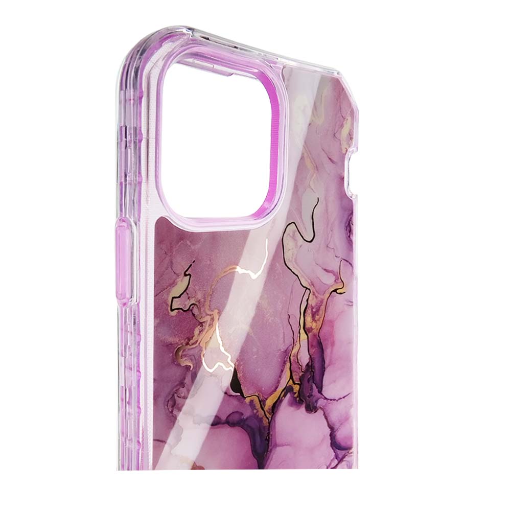Estuche el rey marble iphone 13 pro max defender color morado