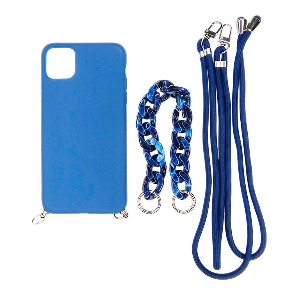 El Rey Strap Iphone 14 Plus Case Hand Strap + Shoulder Strap Blue Color