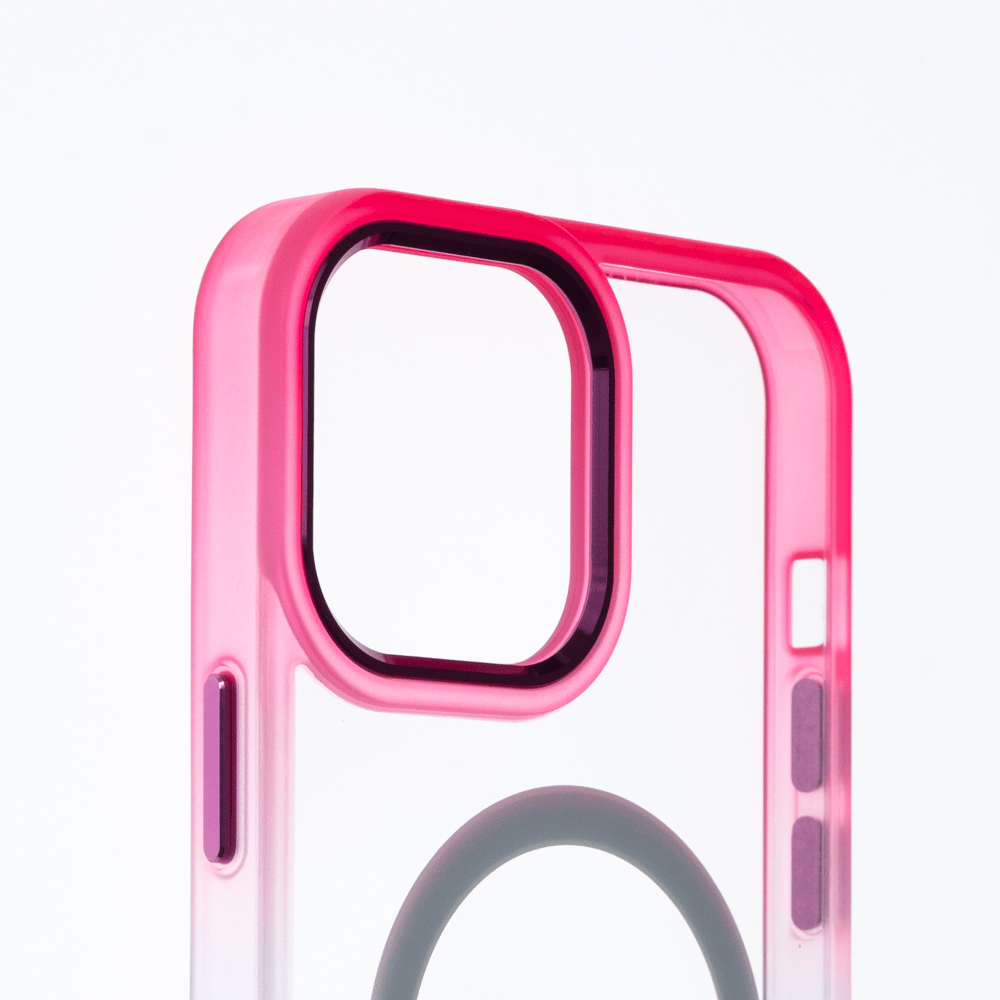 Estuche magsafe el rey degrade borde y magsafe apple iphone 14 plus color rosado / turquesa