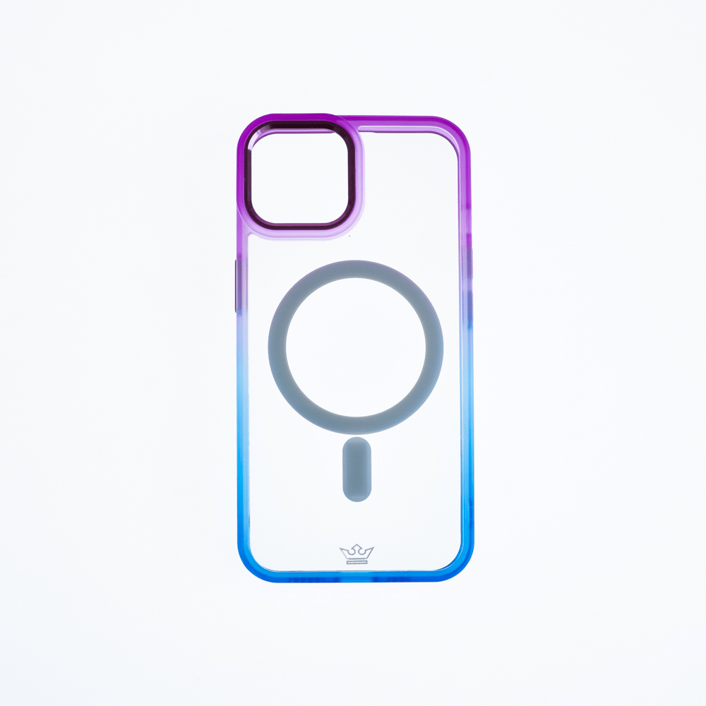 Estuche magsafe el rey degrade borde y magsafe apple iphone 14 color morado / azul