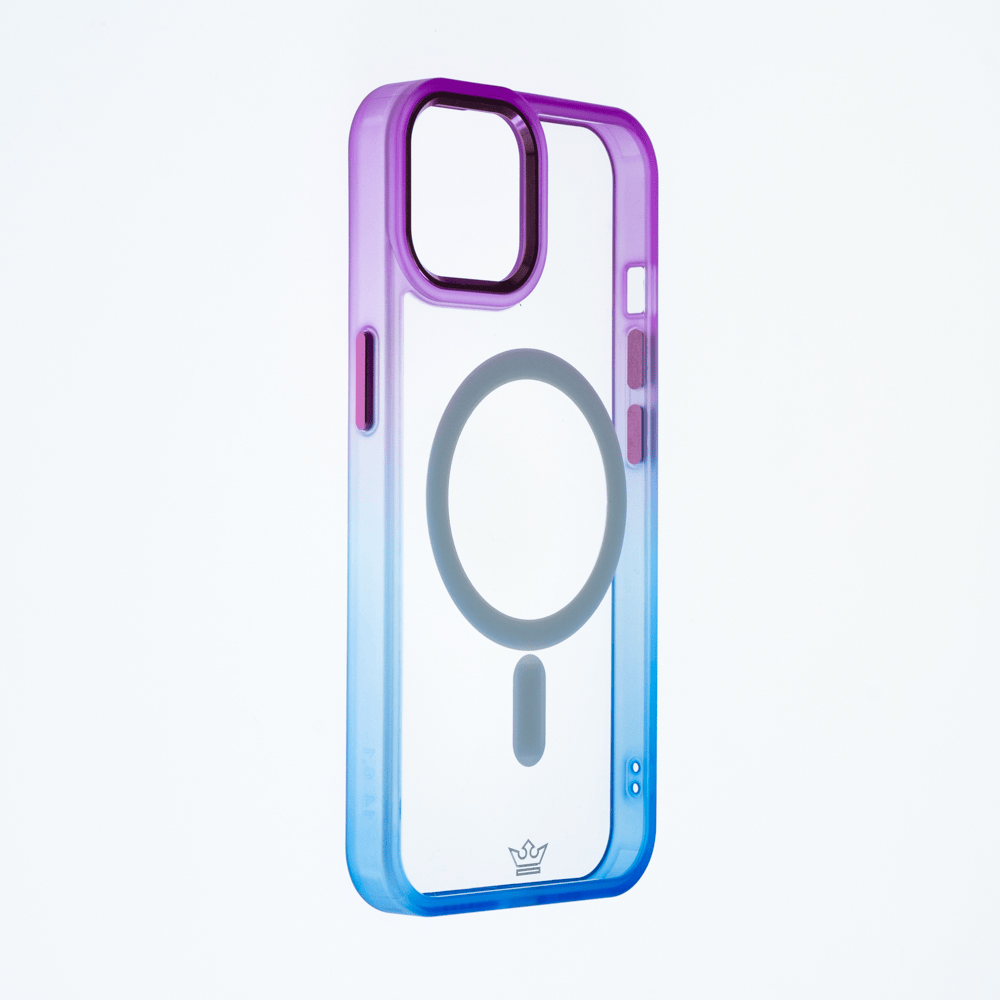 Estuche magsafe el rey degrade borde y magsafe apple iphone 14 color morado / azul