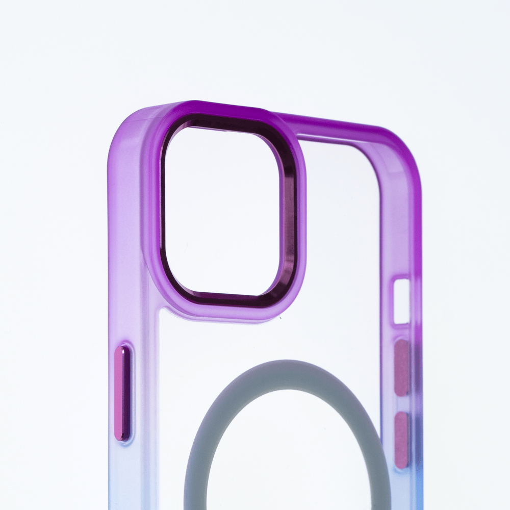 Estuche magsafe el rey degrade borde y magsafe apple iphone 14 color morado / azul