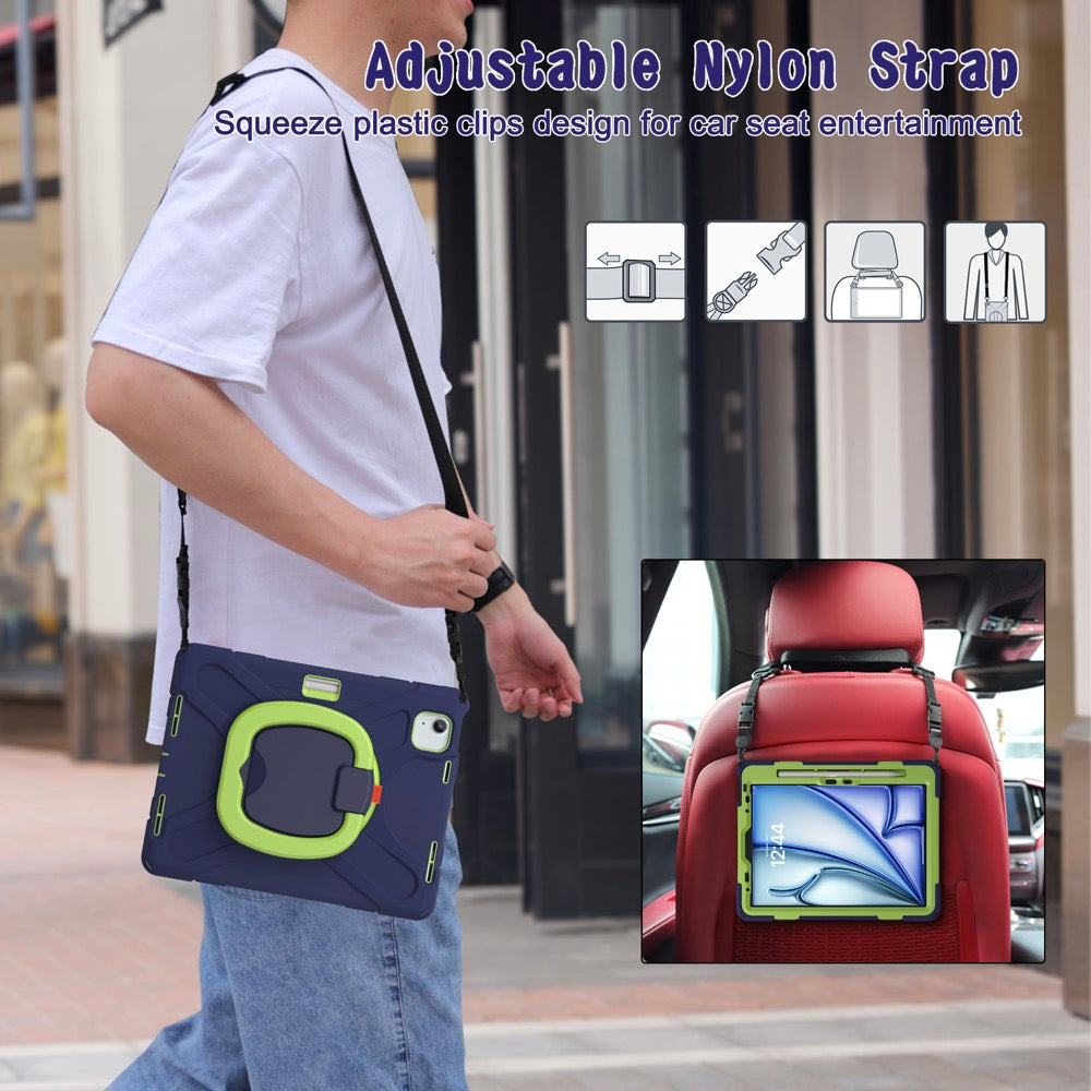 Estuche pirate b series modelo ipad air 11 2024 color azul marino / verde con strap