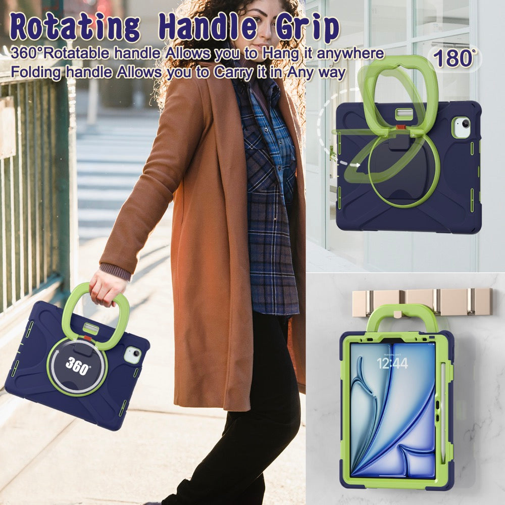 Estuche pirate b series modelo ipad air 11 2024 color azul marino / verde con strap