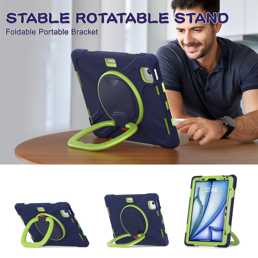 Estuche pirate b series modelo ipad air 11 2024 color azul marino / verde con strap