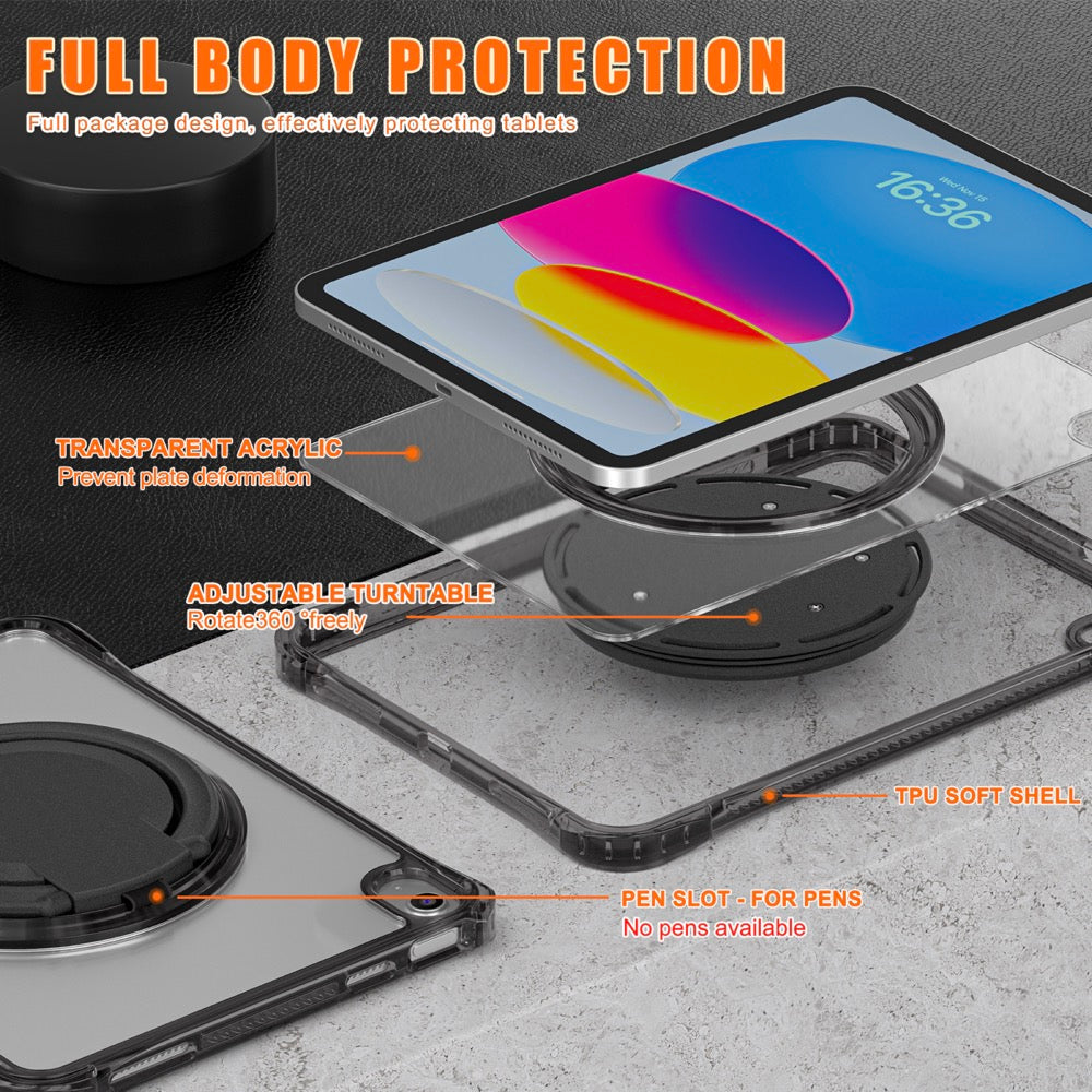 Estuche transparent b series modelo ipad 10 th color negro con strap