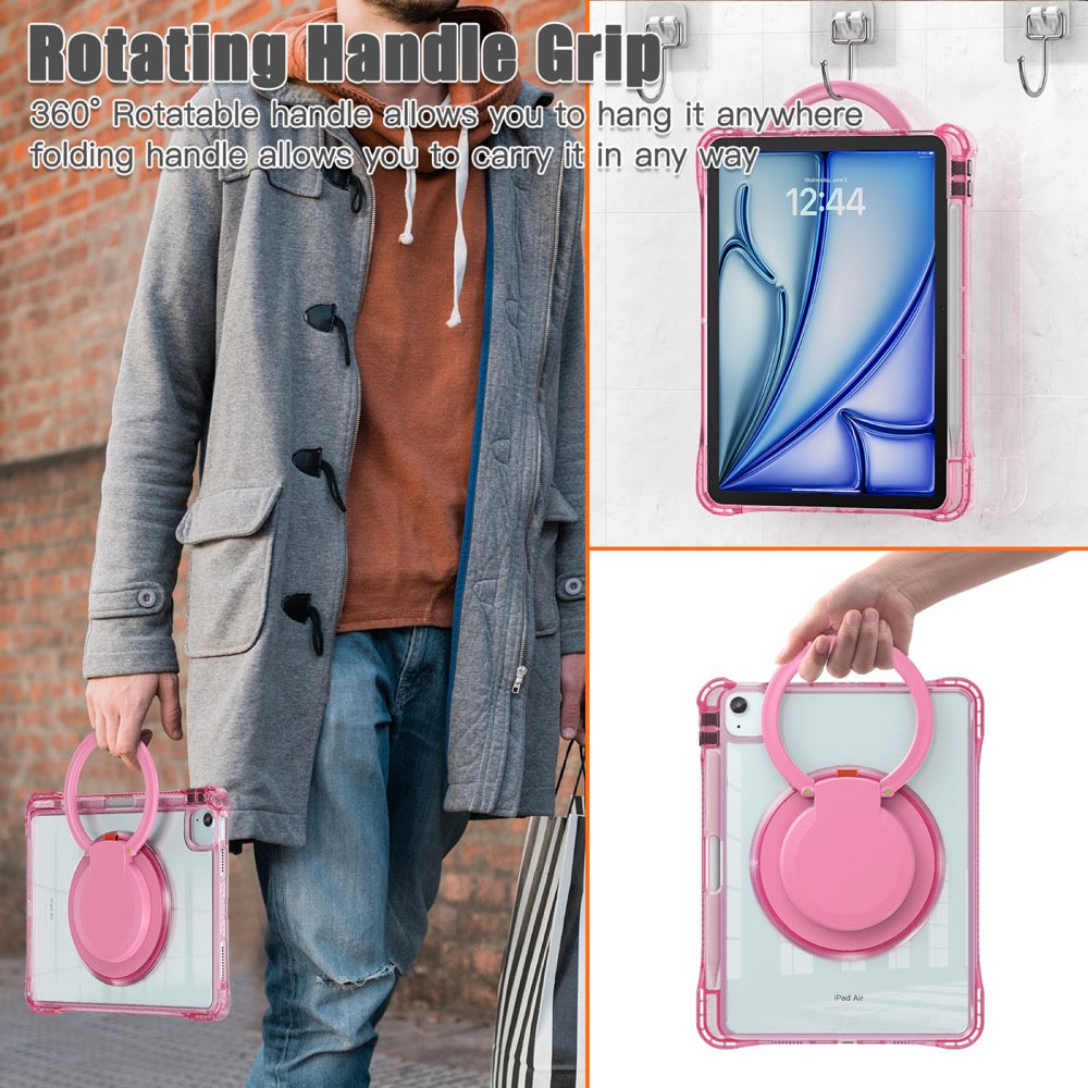 Estuche transparent b series modelo ipad air 11 2024 color fucsia con strap