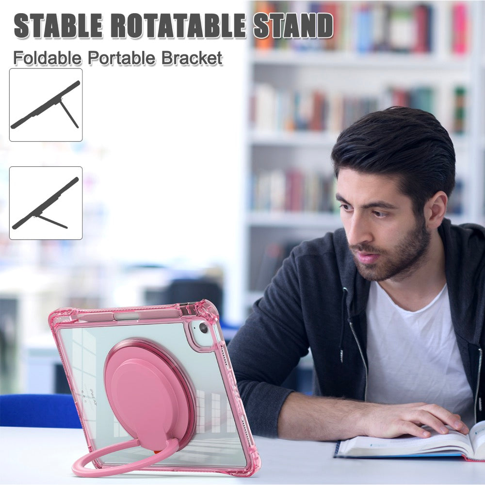 Estuche transparent b series modelo ipad air 11 2024 color fucsia con strap