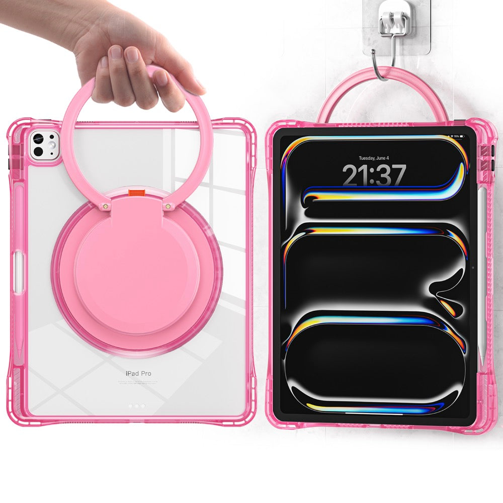 Estuche transparent b series modelo ipad pro 13 2024 color fucsia con strap