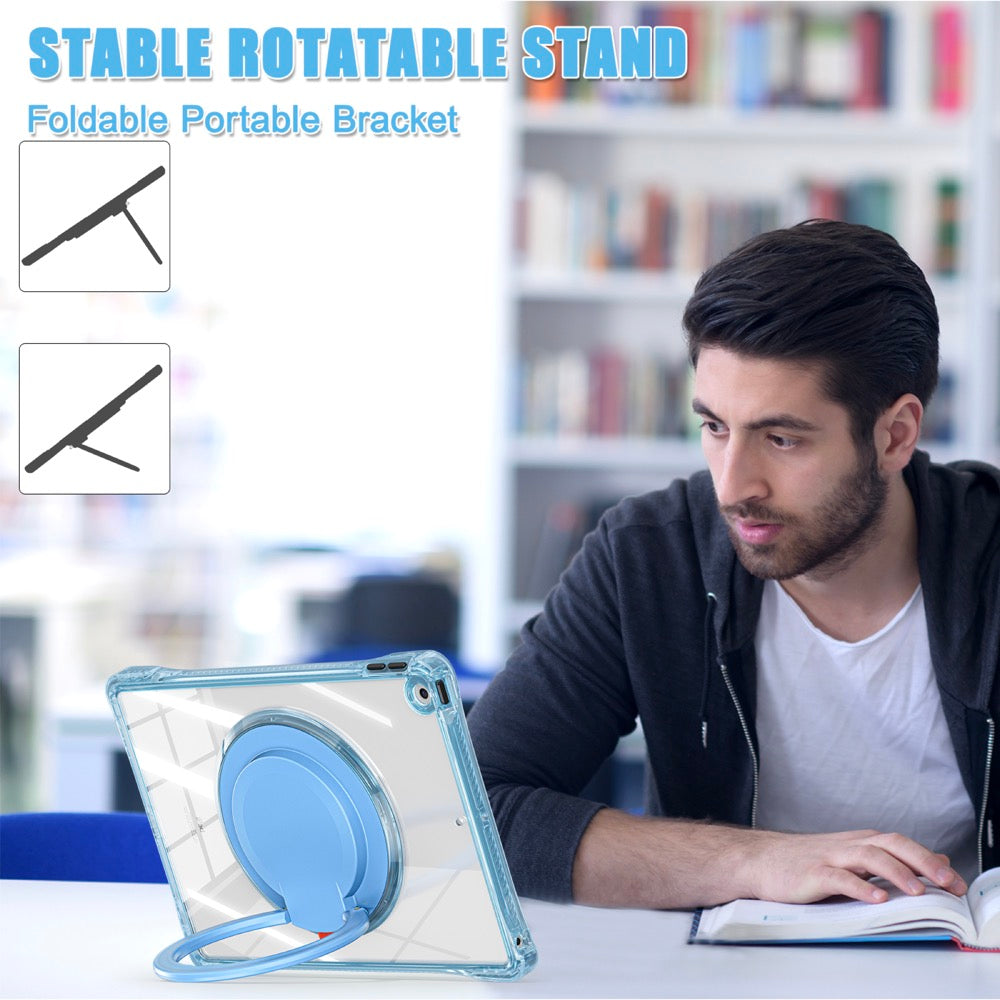 Estuche transparent b series modelo ipad 10.2 color celeste con strap