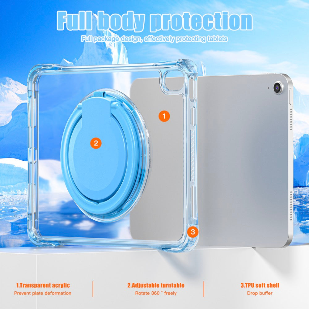 Estuche transparent b series modelo ipad 10 th color celeste con strap