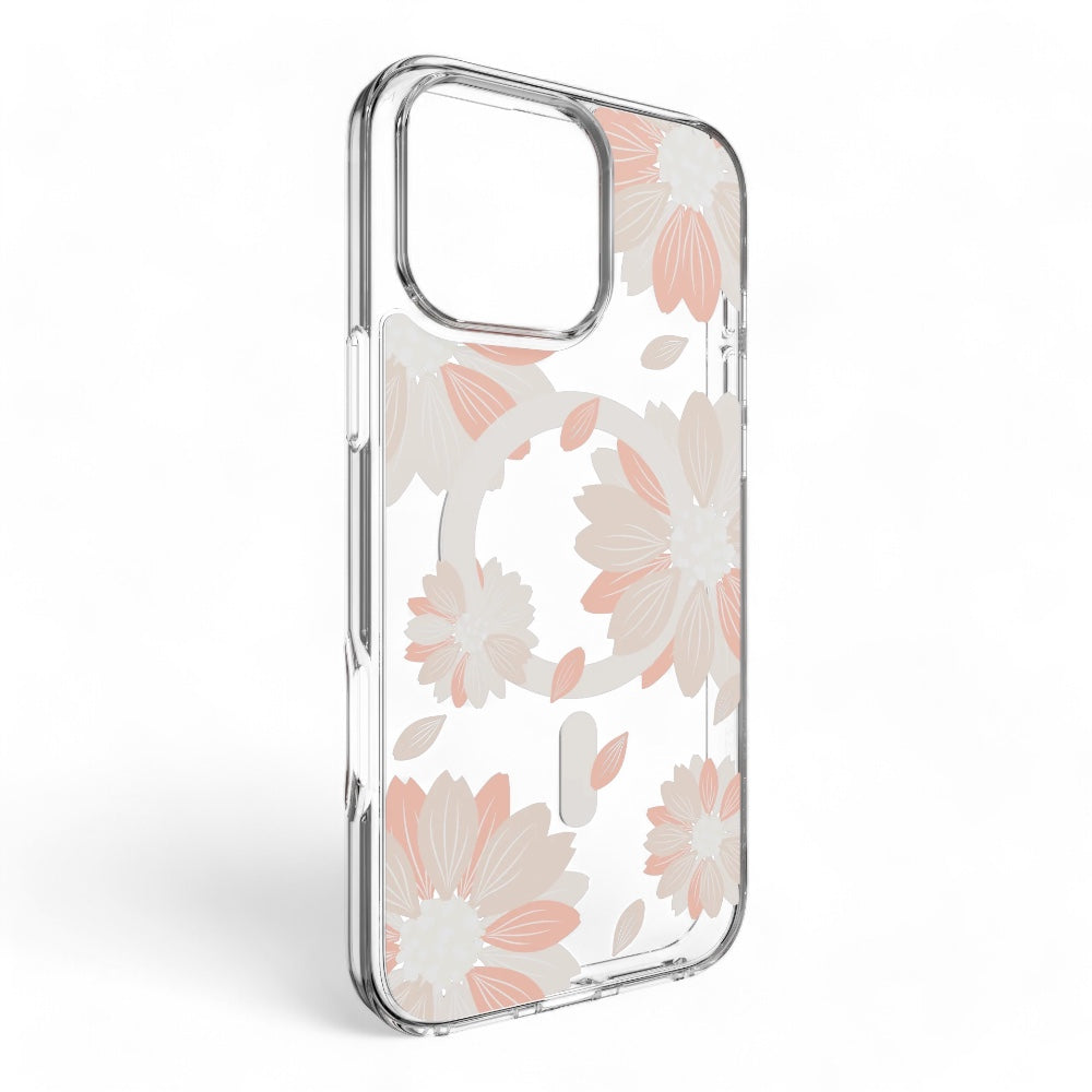 Switcheasy skin case iphone 16 pro style m pattern shockproof case pink flower color multicolor