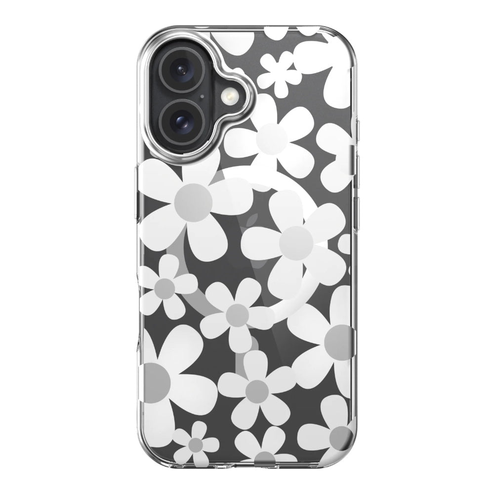 Case switcheasy skin iphone 16 fleur m 3d patterned shockproof case for 2024 iphone 2 lenses white color
