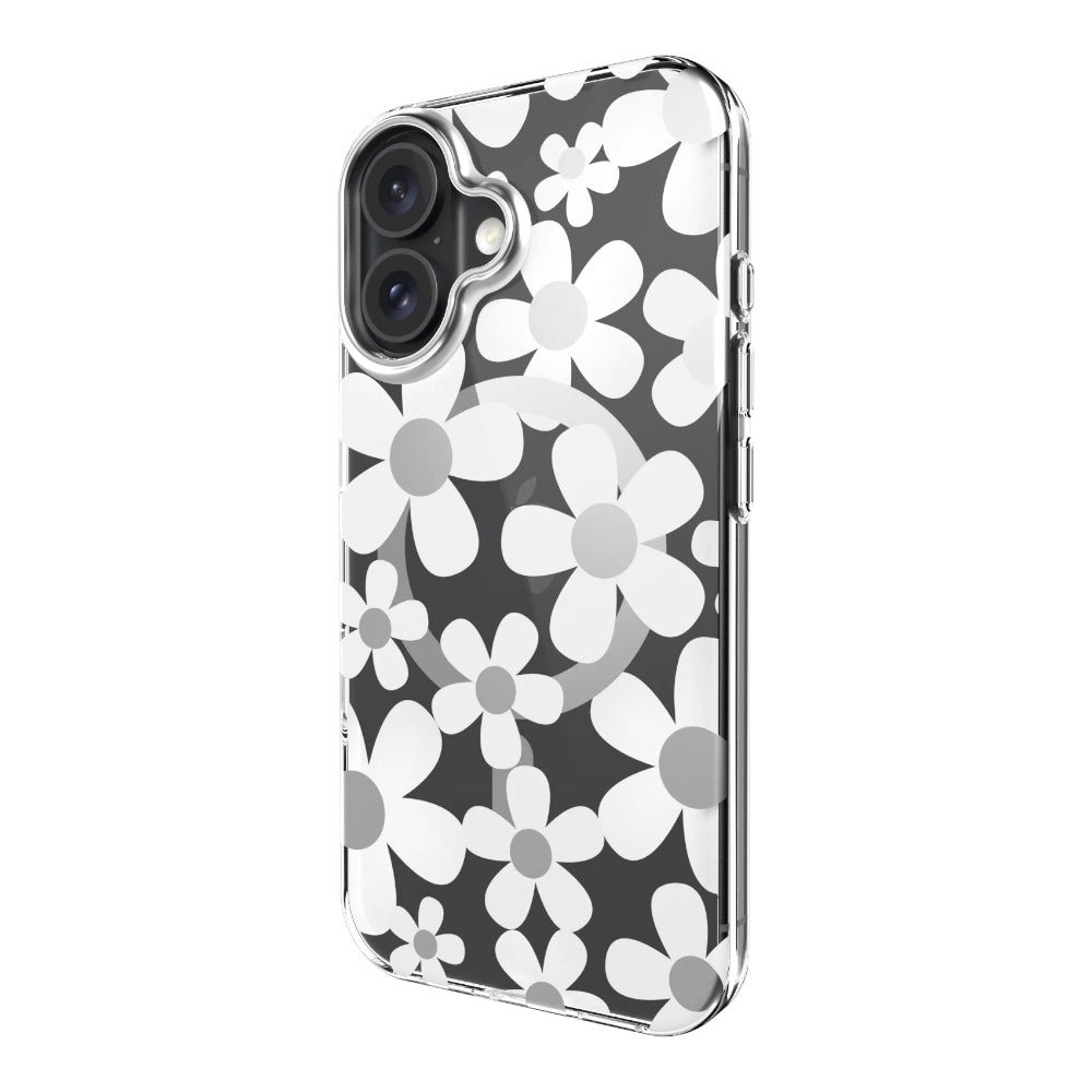 Case switcheasy skin iphone 16 fleur m 3d patterned shockproof case for 2024 iphone 2 lenses white color