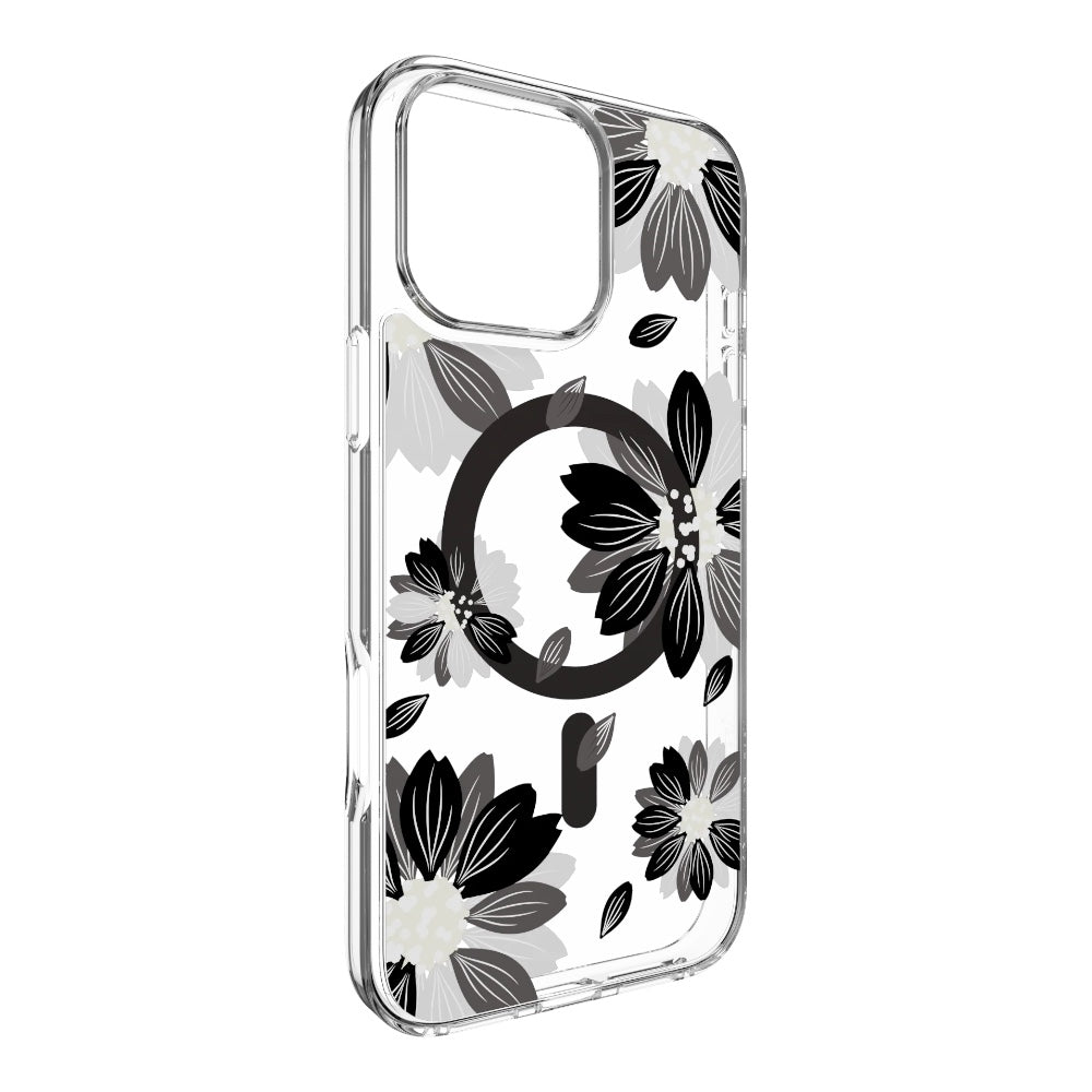 Case switcheasy skin iphone 16 pro style m pattern shockproof case for 2024 iphone 3 lenses Black Flower color multicolor
