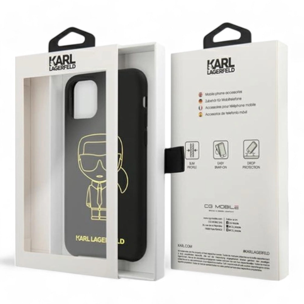 Estuche karl lagerfeld silicone yellow outline black iphone 11 color negro