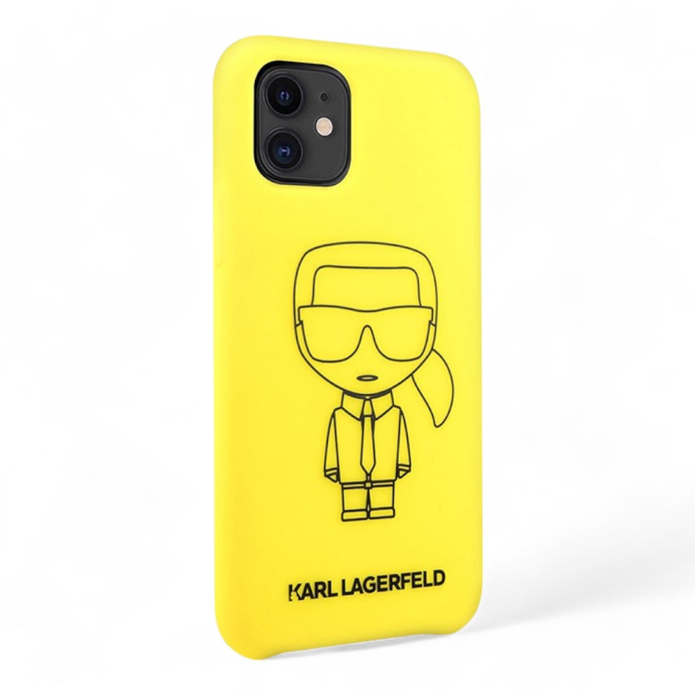 Estuche karl lagerfeld silicone ikonik black outline yellow iphone 11 color amarillo