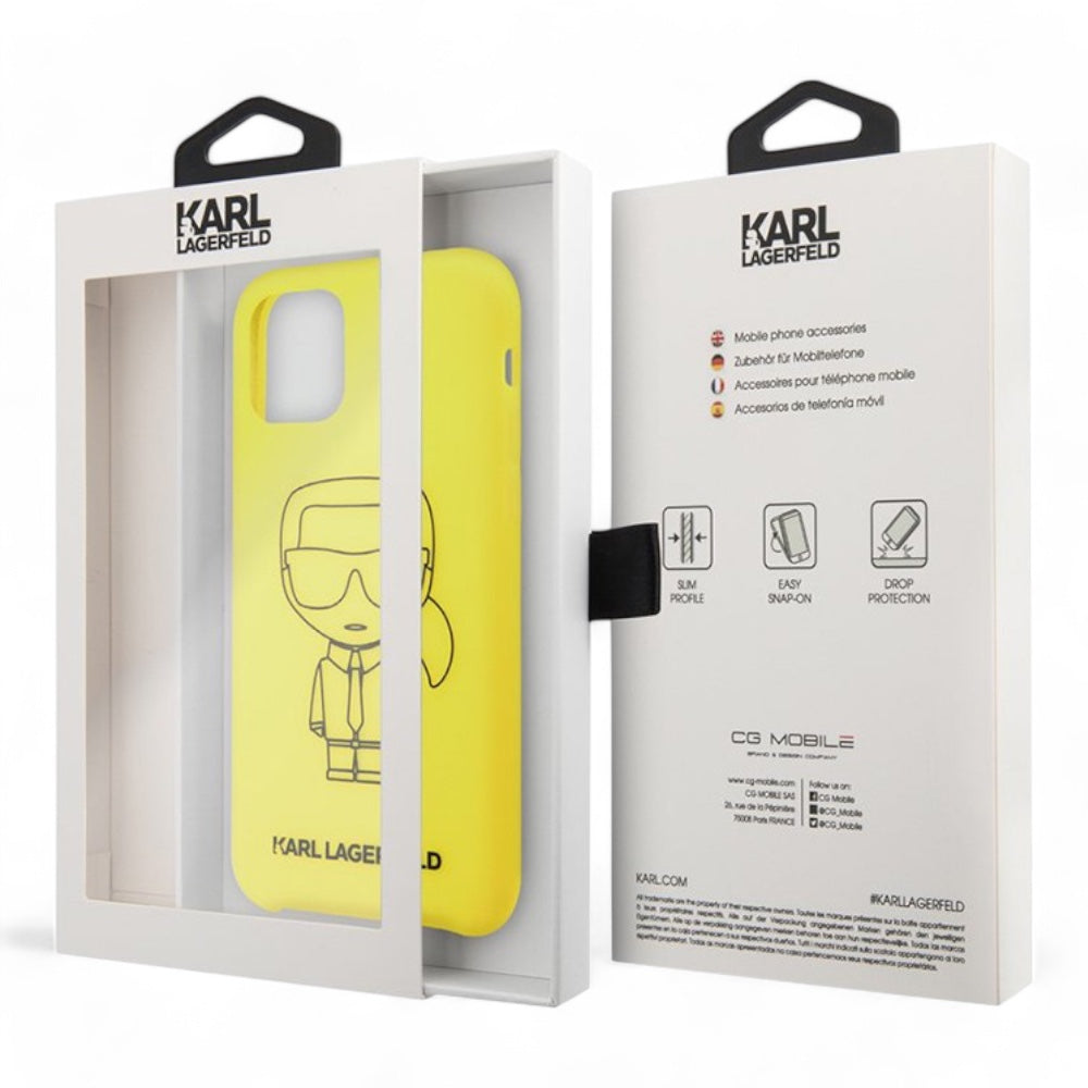 Karl Lagerfeld Silicone Ikonik Black Outline Yellow Iphone 11 Case Yellow