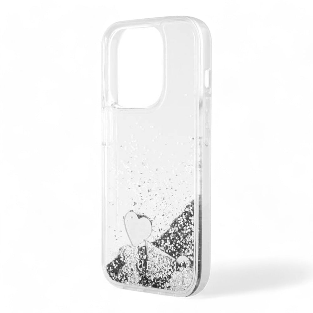 Estuche guess hc liq. glitter charms silver iphone 15 pro max color gris