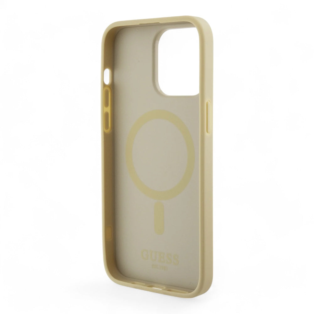 Estuche guess hc pu saffiano magsafe beige iphone 15 pro max color beige