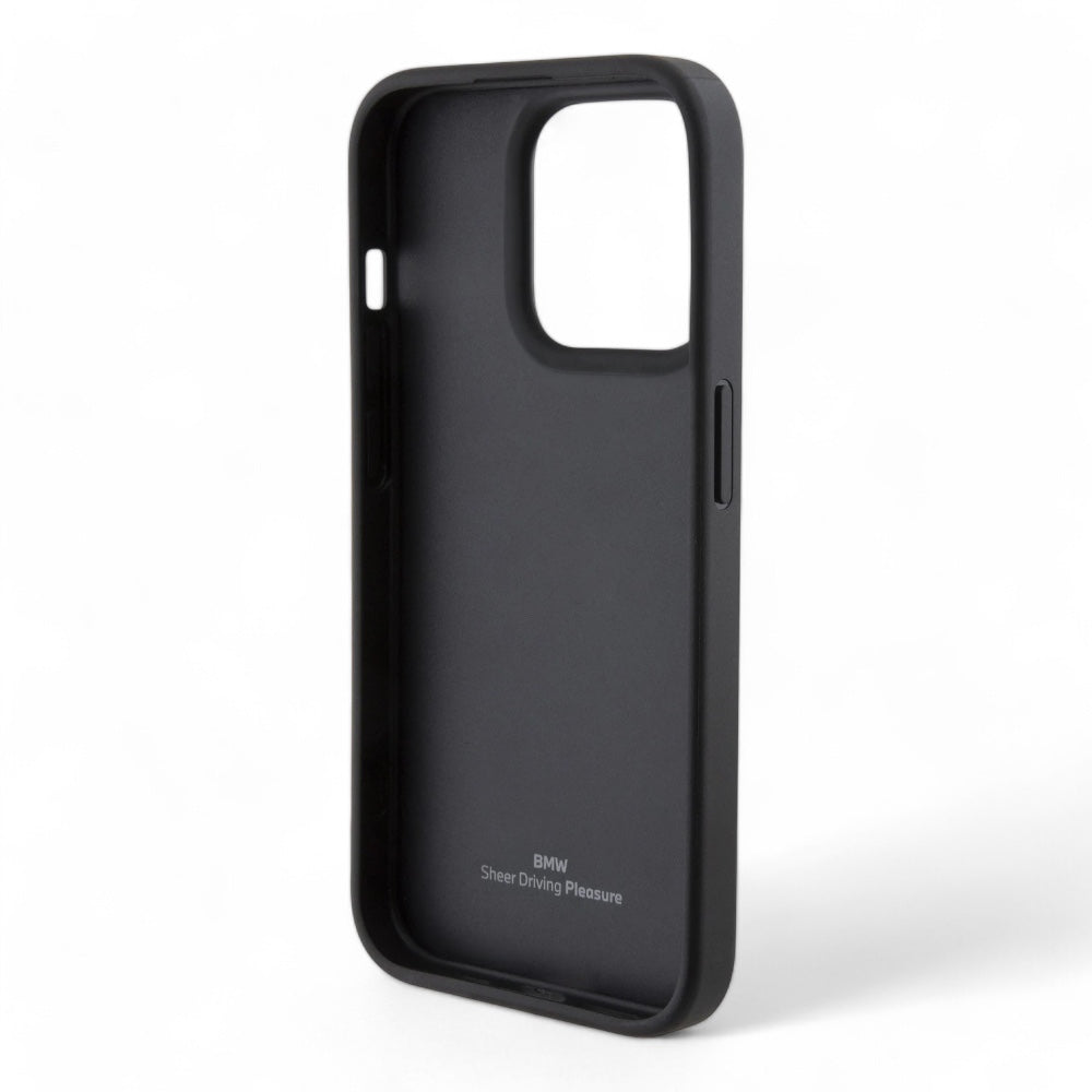 Estuche bmw leather textured&stripe black iphone 15 pro max color negro