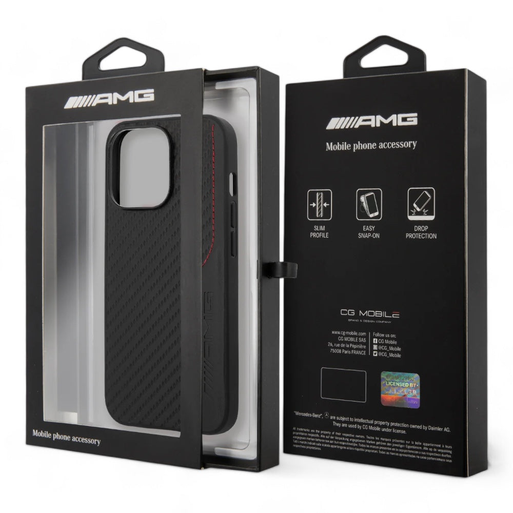 Amg Hc Pu Carbon & Leather & Red Stitching Case Iphone 14 Pro Max Color Black