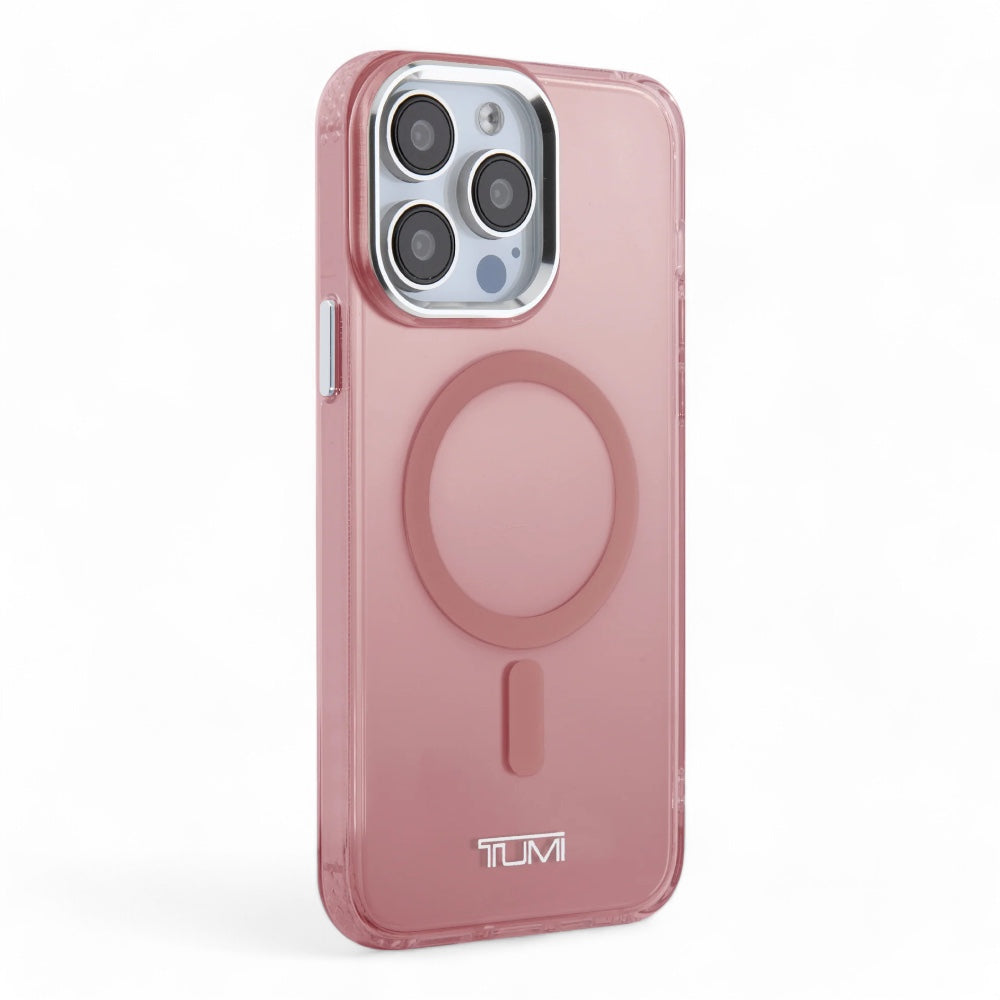 Estuche tumi hc magsafe transparent pink iphone 15 pro max color rosado