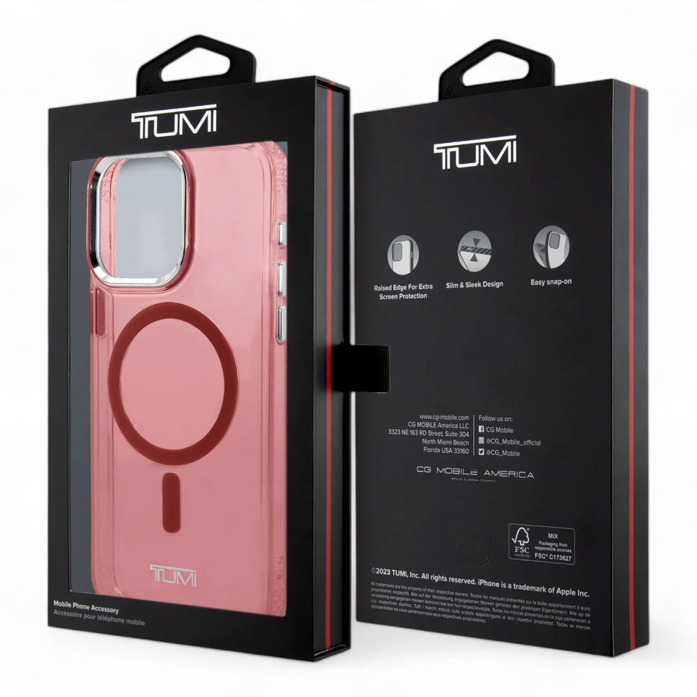 Estuche tumi hc magsafe transparent pink iphone 15 pro max color rosado