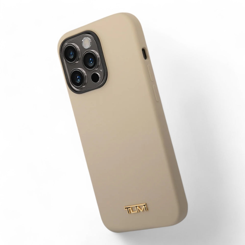 Estuche tumi hc women liquid silicone khaki iphone 14 pro max color dorado