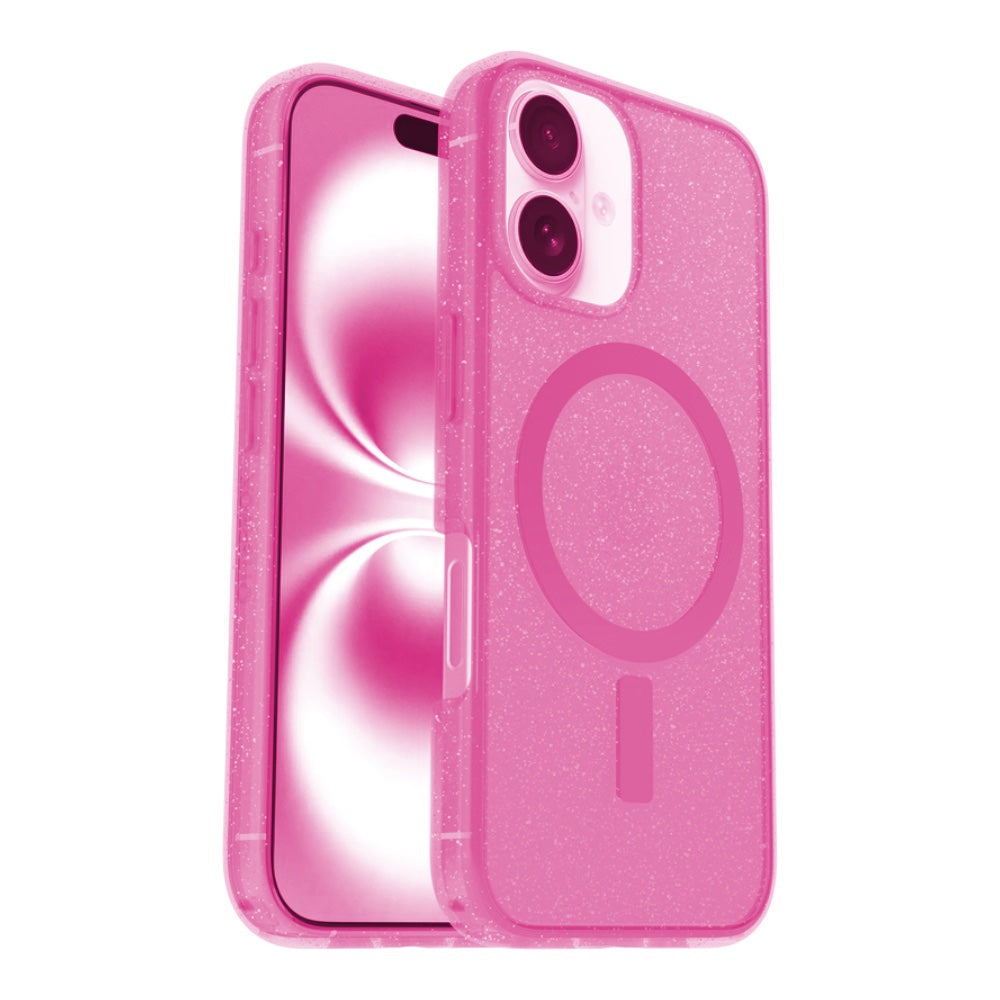 Otterbox symmetry con magsafe iphone 16 color glitter rosado
