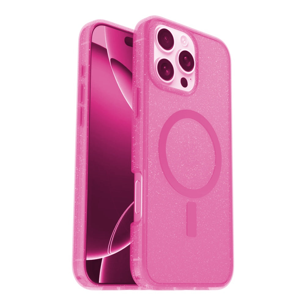 Otterbox symmetry con magsafe iphone 16 pro color glitter rosado