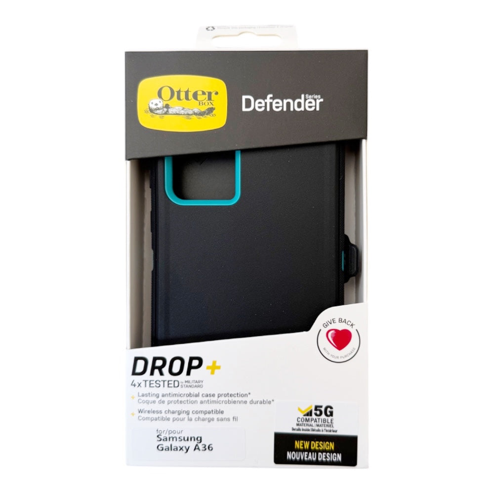 Estuche otterbox defender con clip color negro / menta modelo samsung a36