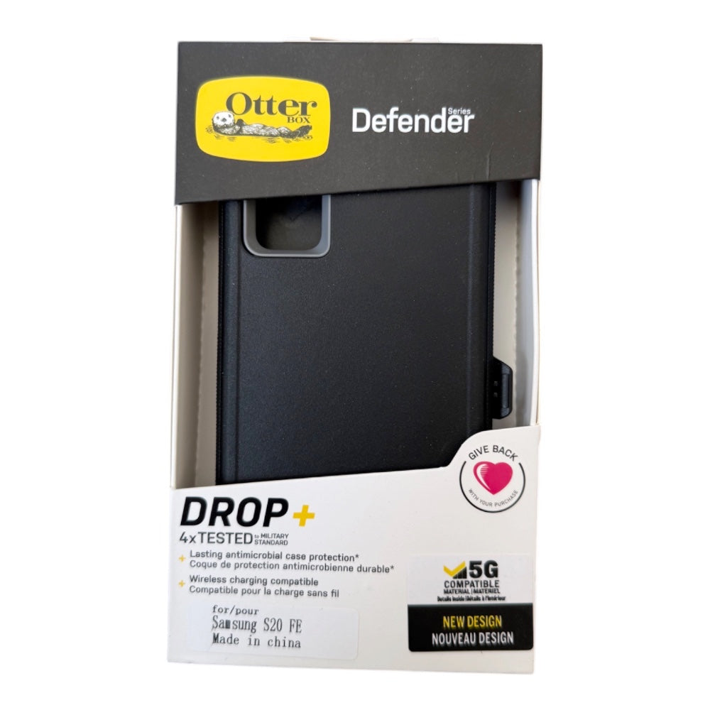 Estuche otterbox defender con clip color negro / gris modelo samsung s20 fe