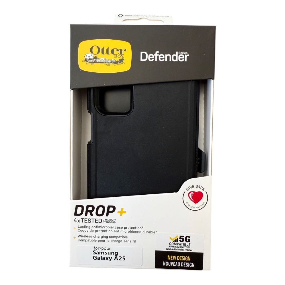 Estuche otterbox defender con clip color negro modelo samsung s25