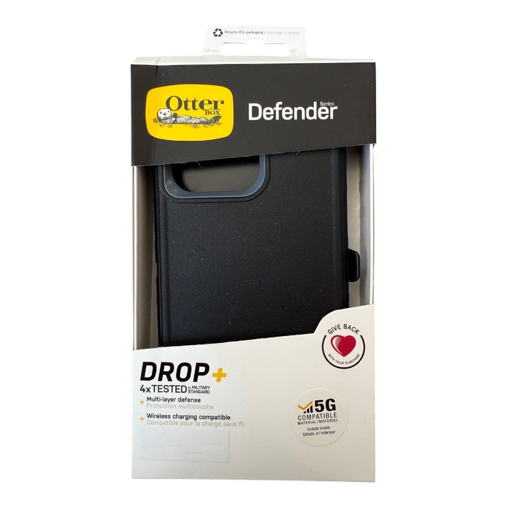 Estuche otterbox defender con clip color negro / gris modelo iphone 15