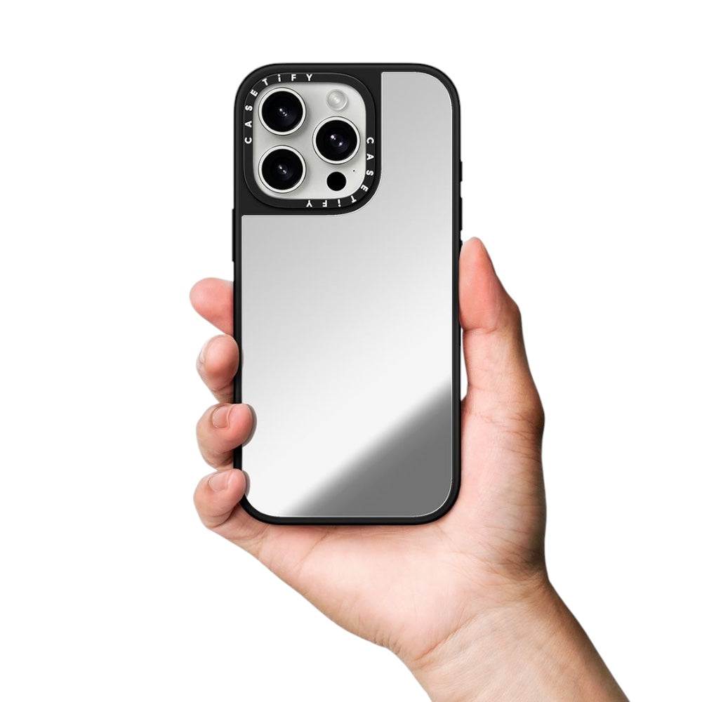 Casetify mirror marco negro iphone 15 pro color gris